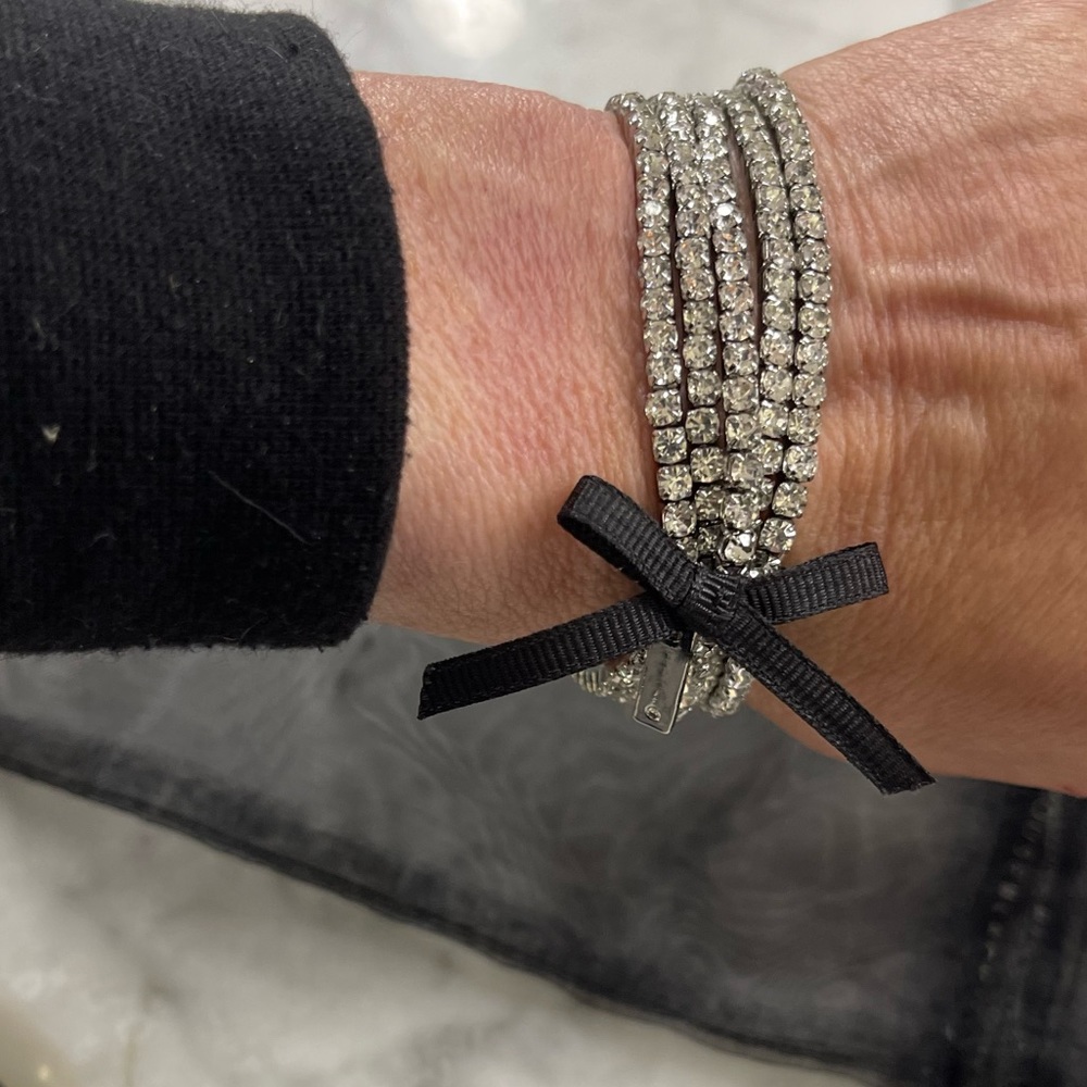 NWOT*WHITE HOUSE BLACK MARKET 5 Clr Rhinestone Stretch Bracelets Hematite Finish - Picture 5 of 8